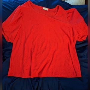 Red eyelet dress top